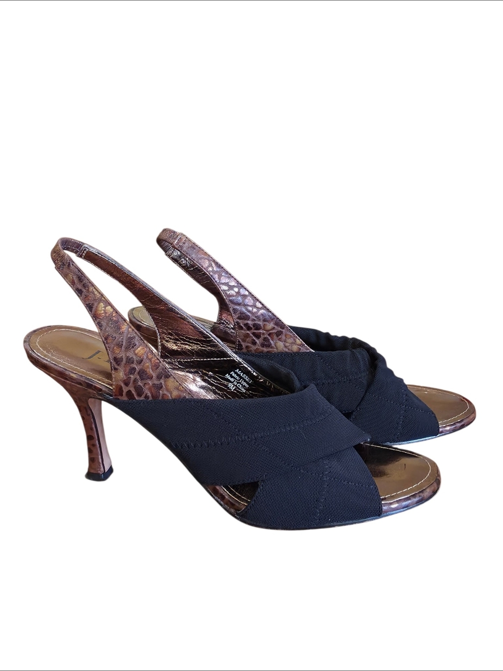J Renee Massey Leopard Slingback Heels Size 9 Y2K Mob Wife Glam